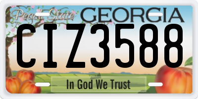 GA license plate CIZ3588