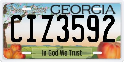 GA license plate CIZ3592