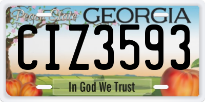 GA license plate CIZ3593