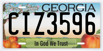 GA license plate CIZ3596