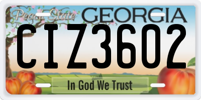 GA license plate CIZ3602