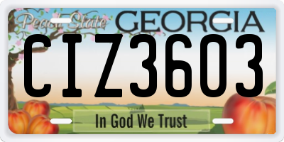 GA license plate CIZ3603