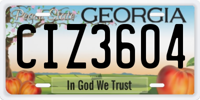 GA license plate CIZ3604