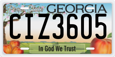GA license plate CIZ3605
