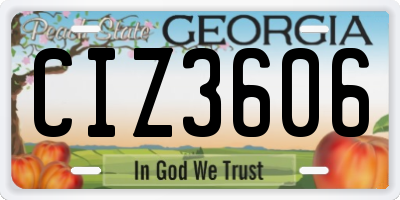 GA license plate CIZ3606