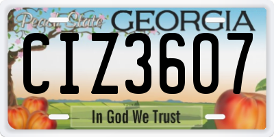 GA license plate CIZ3607