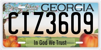 GA license plate CIZ3609