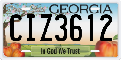 GA license plate CIZ3612