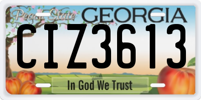 GA license plate CIZ3613