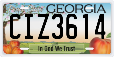 GA license plate CIZ3614