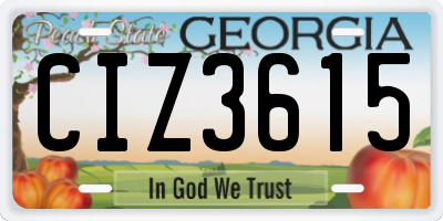 GA license plate CIZ3615