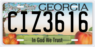 GA license plate CIZ3616