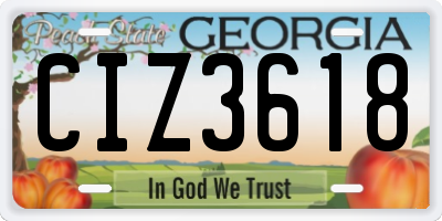 GA license plate CIZ3618