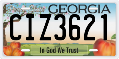 GA license plate CIZ3621