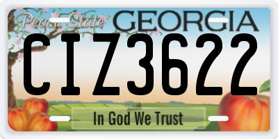 GA license plate CIZ3622