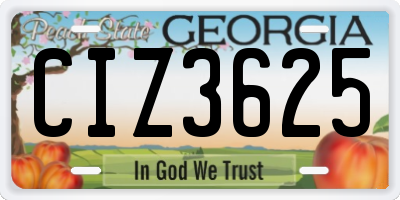 GA license plate CIZ3625