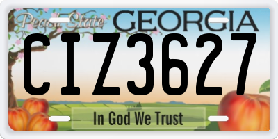 GA license plate CIZ3627