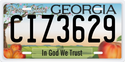 GA license plate CIZ3629