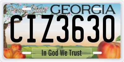 GA license plate CIZ3630