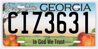 GA license plate CIZ3631