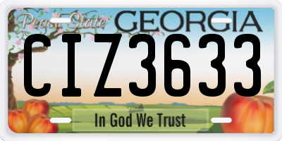 GA license plate CIZ3633