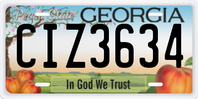 GA license plate CIZ3634