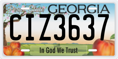 GA license plate CIZ3637