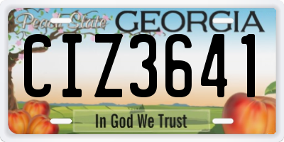 GA license plate CIZ3641