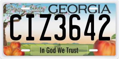 GA license plate CIZ3642