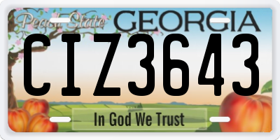 GA license plate CIZ3643