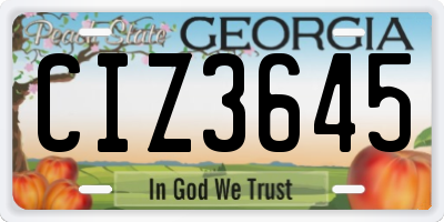 GA license plate CIZ3645