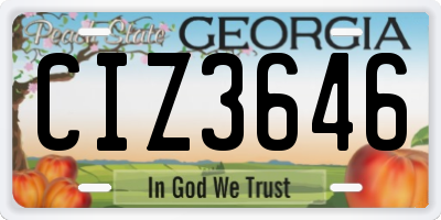GA license plate CIZ3646