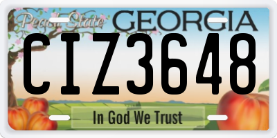 GA license plate CIZ3648