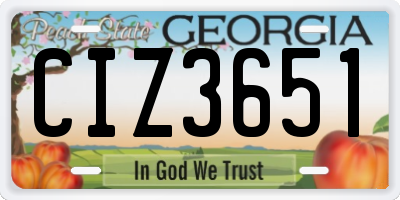 GA license plate CIZ3651