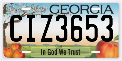 GA license plate CIZ3653