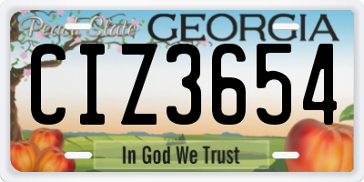 GA license plate CIZ3654