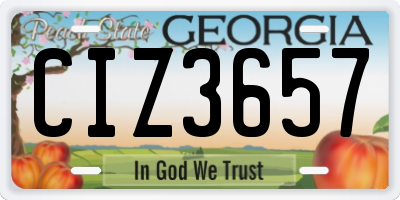 GA license plate CIZ3657