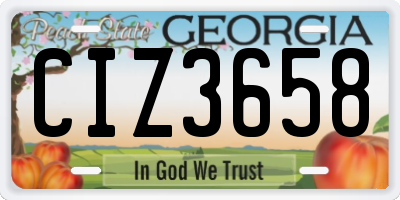 GA license plate CIZ3658