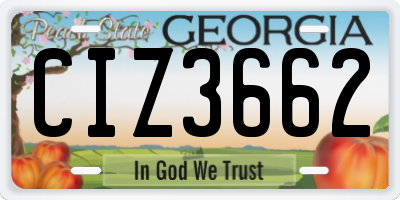 GA license plate CIZ3662