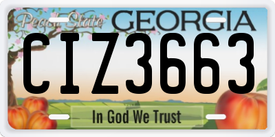 GA license plate CIZ3663
