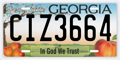 GA license plate CIZ3664