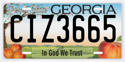 GA license plate CIZ3665