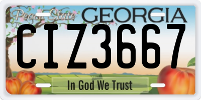 GA license plate CIZ3667