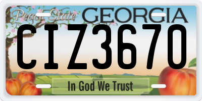 GA license plate CIZ3670