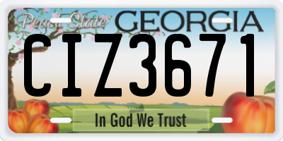 GA license plate CIZ3671