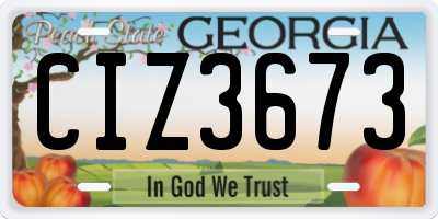 GA license plate CIZ3673