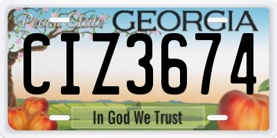 GA license plate CIZ3674