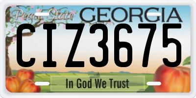 GA license plate CIZ3675