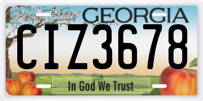 GA license plate CIZ3678