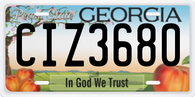 GA license plate CIZ3680